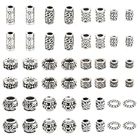 NBEADS 120 Pz 12 Stili Perline Europee in Lega, Distanziatrici in Argento Tibetano Antico Charm con Catene A Foro Grande per La Creazione di Gioielli