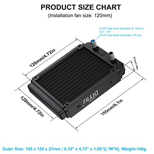 Radiateur de refroidissement liquide 120 mm échangeur chaleur liquide aluminium CPU PC