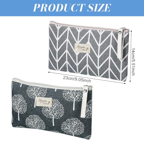 Image of MAYCREATE 2Pcs Canvas Makeup Pouch Bag Zipper Small Makeup Organisers Cosmetic Bag for Lipstick Toiletries Stationeries, Portable Make Up Pouch for Woman Travel and Daily Use - Size 22x14cm