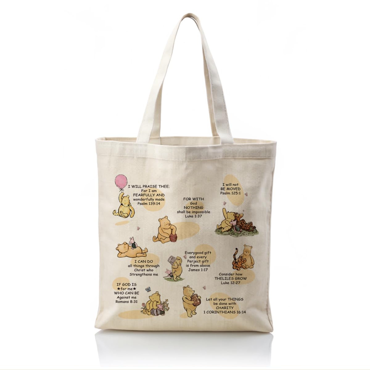 WDSXWH Cute Cartoon Bear Tote Bag, Canvas Tote Bag Aesthetic, Reusable Handbag, Birthday Friendship Gifts For Women, Motivational Gifts, Leisure