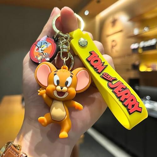 Image of Cute Cartoon Character Silicone 3D Key Chain with Strap Charm & Metal Hook, Merchandise Key Rings Gift for Kids Girls Boys Men & Women