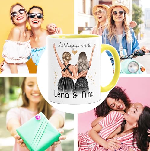 SpecialMe® Tasse beste Freundin Geschenk Geburtstag Weihnachten persönlich personalisiert Freundschaft Best Friends Weiss-innen-hellgelb… – Ansicht 4