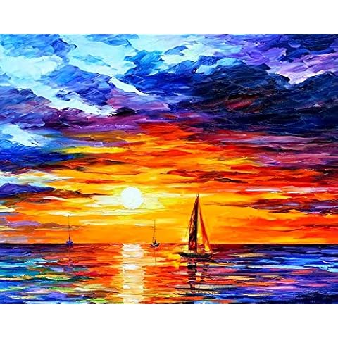 Tyrkuiy Paint by Numbers for Adults without Frame, DIY Oil Painting on Canvas with 3PCS Paintbrushes and Acrylic Pigment Arts Craft for Home Wall Decor-16 x 20 Inches-Sunset Cover