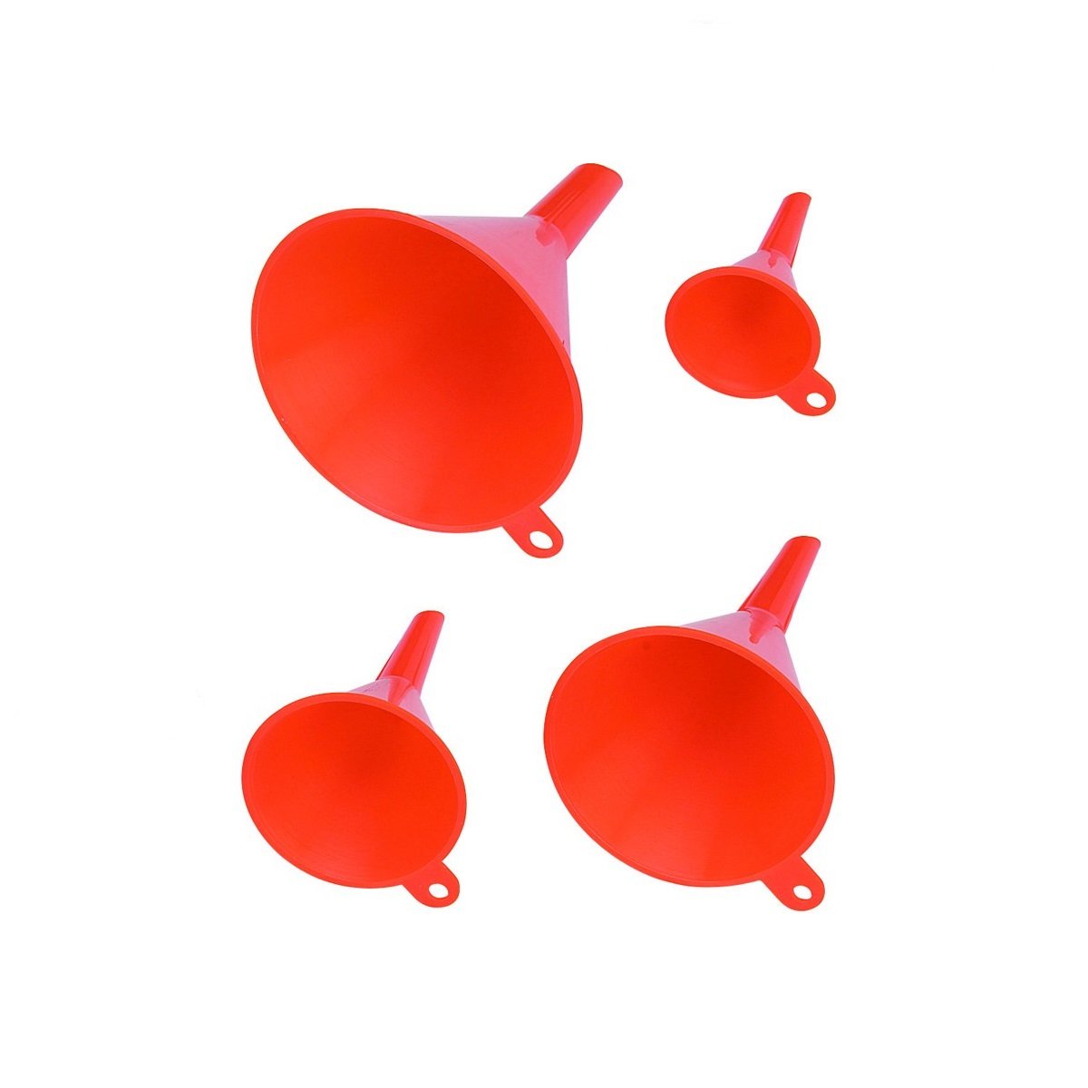 New (Set of 4) Professional Shop 5 in. 4 in. 3 in. 2 in. Ultra-Visible Automotive Thick-Walled Durable Funnels Mechanic Tool Garage