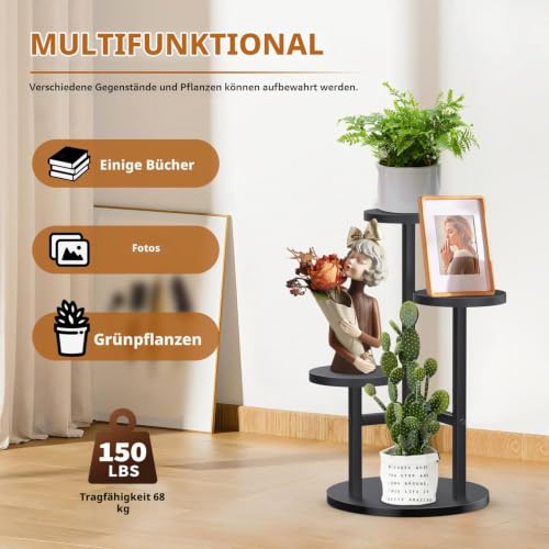 FRONDENT Pflanzenständer, 3 Etagen Blumenständer Innen, Blumenhocker Ecke, Blumentopfständer Metall… – Ansicht 4