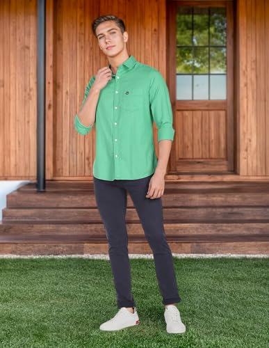 Image of U.S. Polo ASSN. Men's Solid Spread Collar Premium Cotton Dobby Tailored Fit Shirt