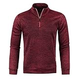 NUSGEAR Jersey hombre Cremallera Jerseys Cremalleras Invierno Punto Suéter para Hombre Cálido Polares Cuello Alto Clásico Jerséis Hombres Slim Fit Jersey de Canalé Francés con Cremallera de un Cuarto