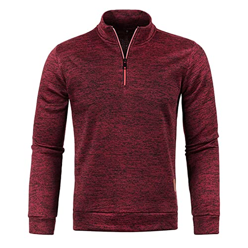 NUSGEAR Jersey hombre Cremallera Jerseys Cremalleras Invierno Punto Suéter para Hombre Cálido Polares Cuello Alto Clásico Jerséis Hombres Slim Fit Jersey de Canalé Francés con Cremallera de un Cuarto