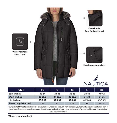 Nautica Women's Heavyweight Puffer Jacket With Faux Fur Lined Hood, Red, Small #TOP3