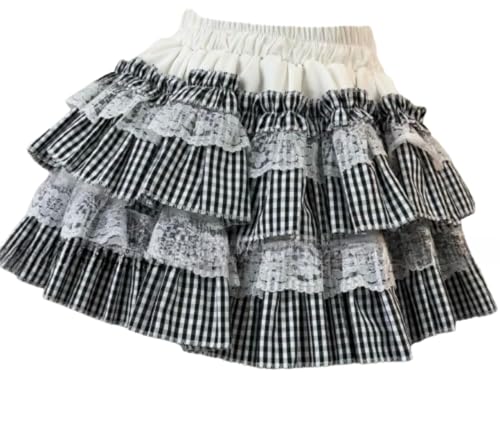Y2K Lolita Skirts Jirai Kei Lace Cake Skirt with Rivets Kawaii Style Layered Short Miniskirt Cutecore2
