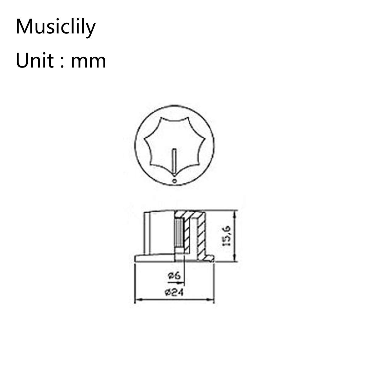 Musiclily Pro Métrique 18 Splines 2 Gros et 1 Petit Boutons de Potentiomètres Jazz Bass Knobs Set pour l'Asie Import Basse Split Shaft Pots, Noir