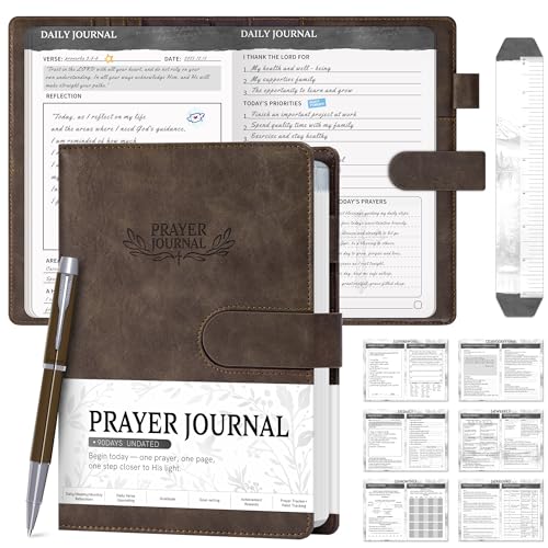 Ospelelf Brown Christian Daily Prayer Journal for Men, Faux Leather Gratitude Journal Planners, Undated 3 Month Bible Notebooks for Note Taking