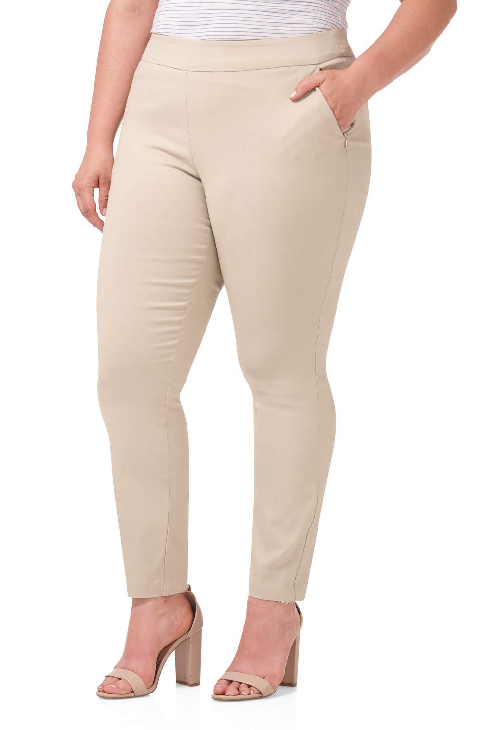 Rekucci Curvy Woman Ease into Comfort Skinny Plus Size Pant w Tummy Control