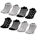 Occulto 8 Paar Damen Sneakersocken Füßlinge mehrfarbig mit Streifen und Punkten 39-42, Schwarz