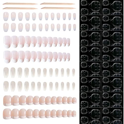 96Pcs Ballerine Faux Ongles Acrylique 196Pcs Colle de Gelée, Ongles a Coller Artificiels, Fête Mariage Brillant Couverture Complète Press on Nails pour Halloween Noël Festival Cover