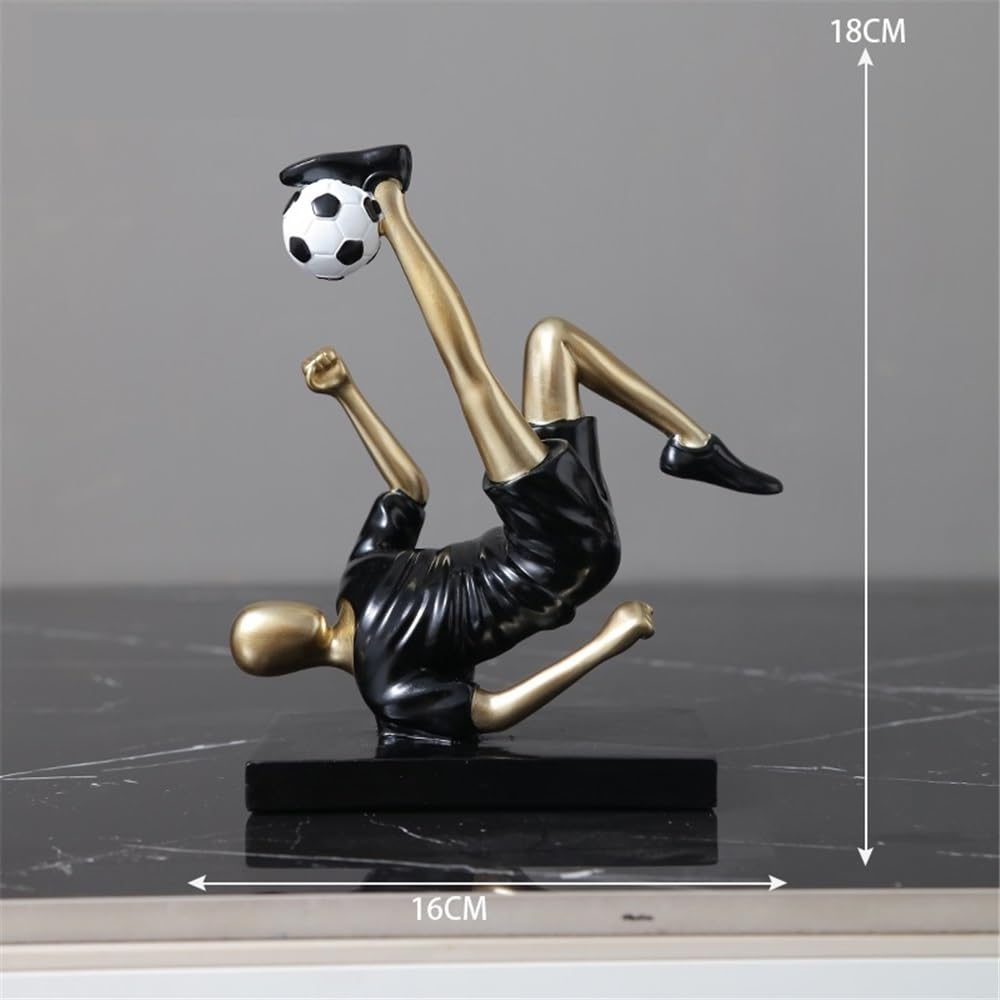 Figura decorativa (2 unidades), diseño de figuras de fútbol creativas, resina, decoración para oficina, salón, hogar, figura artística