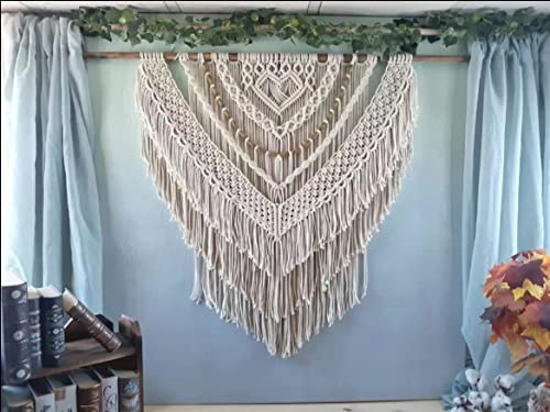 Cordão de macramê 10 mm x 33 jardas, corda de macramê de algodão natural - 3 fios de macramê torcido