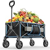 Carrito de Festival con Ruedas – Carro de Camping Plegable para jardín con Mango Ajustable, Plegable, para Playa, Picnic, Compras, Pesca al Aire Libre