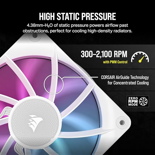 Image of CORSAIR iCUE Link RX120 RGB 120mm PWM Fans with iCUE Link System Hub - Magnetic Dome Bearing - Triple Pack - White