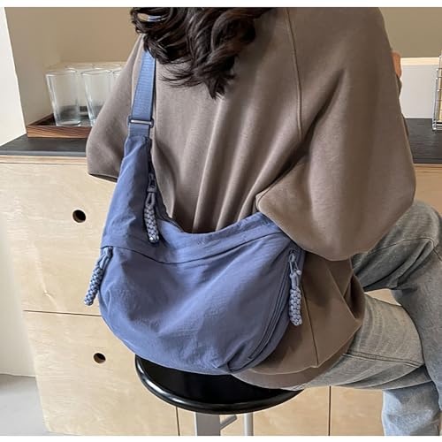 Image of Crescent Shoulder Bag Nylon Crossbody Bag for Women Nylon Hobo Bags Slouchy Sling Purse Dumpling Bags