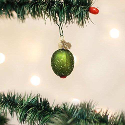 Old World Christmas Vegetables Glass Blown Ornaments for Christmas Tree, Stuffed Green Olive