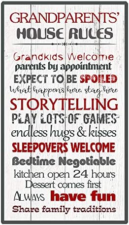 Calien Grandparents House Rules Gifts for Grandma and Grandpa Decorative Wall Art Sign Plaque 13.5 x 8 Inch