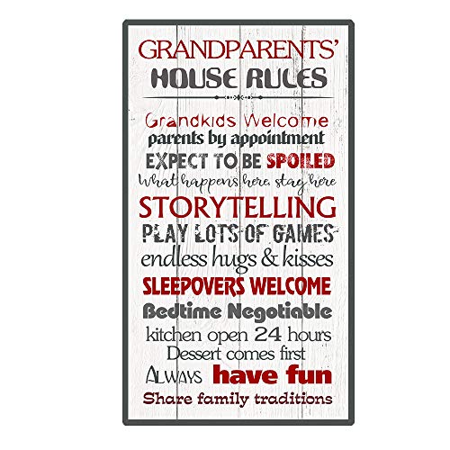 Image of Calien Grandparents House Rules Gifts for Grandma and Grandpa Decorative Wall Art Sign Plaque 13.5 x 8 Inch