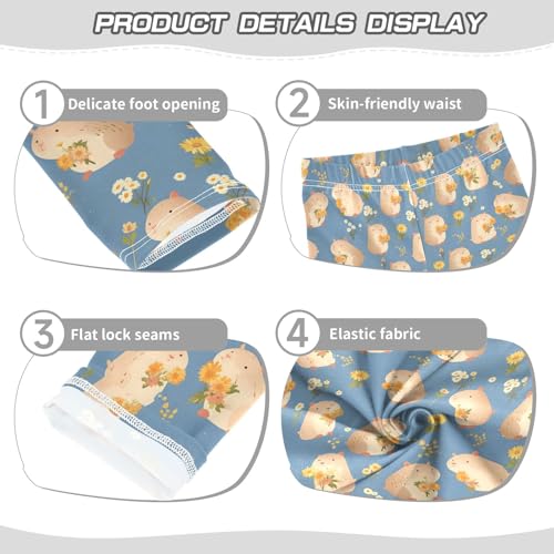 senya Girls Printed Leggings Yoga Pants Animals Holding Flowers Pattern for Kids in 4t to 10 Years, 4T3