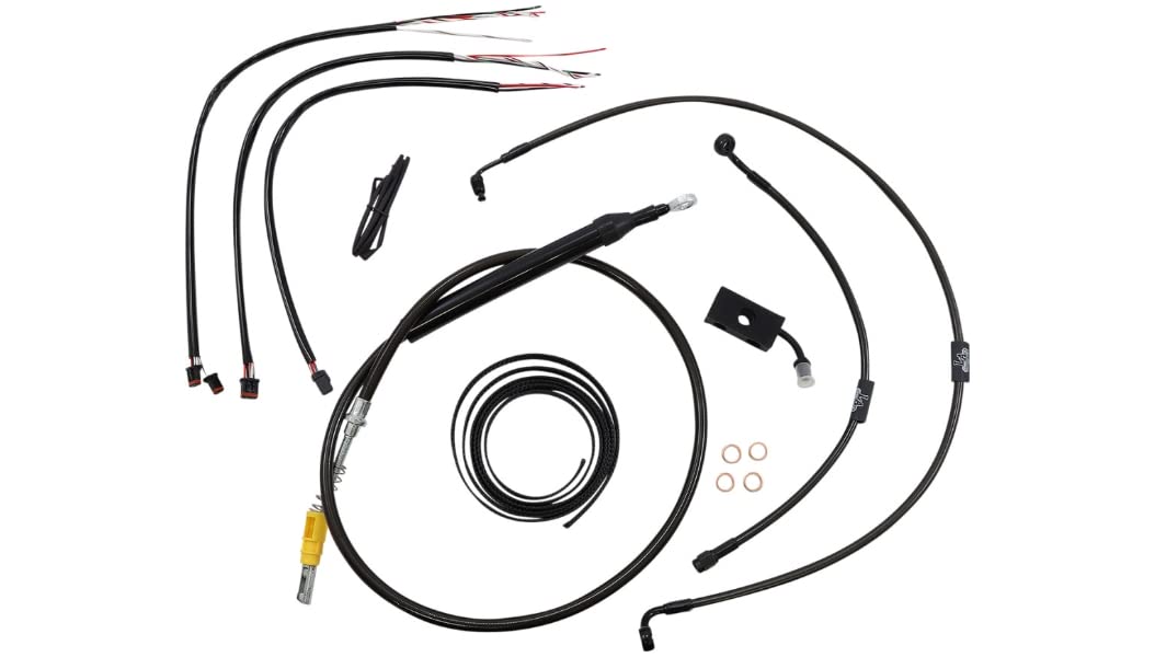 La Choppers LA-8155KT2-16M Complete Handlebar Cable/Brake & Clutch Line/Wire Kit - Midnight Braided
