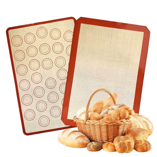 YAZWUR 2 PCS Tapis de Cuisson en Silicone pour Macarons, Sans BPA, Antidérapant, Idéal pour Macarons, Pizza, Biscuits et Pain (Rectangulaire) (Gris)