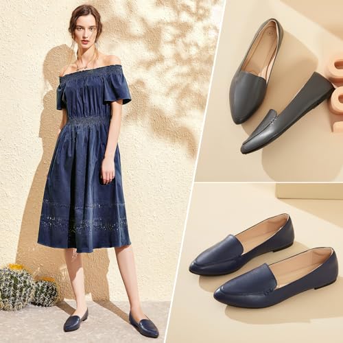 Image of FINIWOR Loafers for Women Flats Shoes Women Pointed Toe Dress Shoes Comfortable Memory Foam Penny Loafers Slip On Shoes