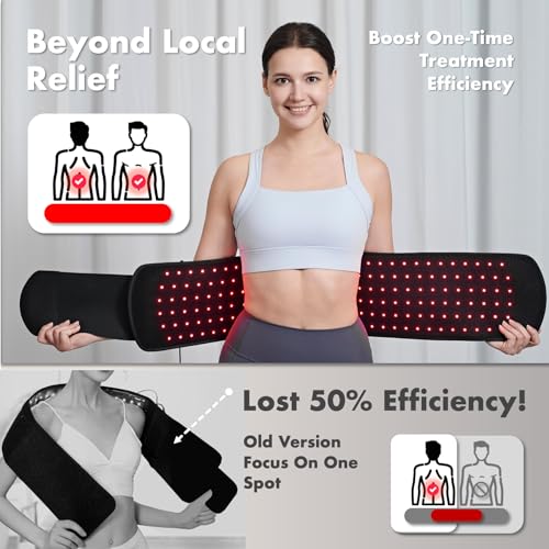 Image of ALLOLO Red Light Therapy for Body, 3 in 1 LEDs Red Light Therapy Belt with Timer Remote Control, 660nm 850nm Infrared Light Therapy Pad for Body Waist Shoulder Knee, 39 inch x 7.7 inch Large Area