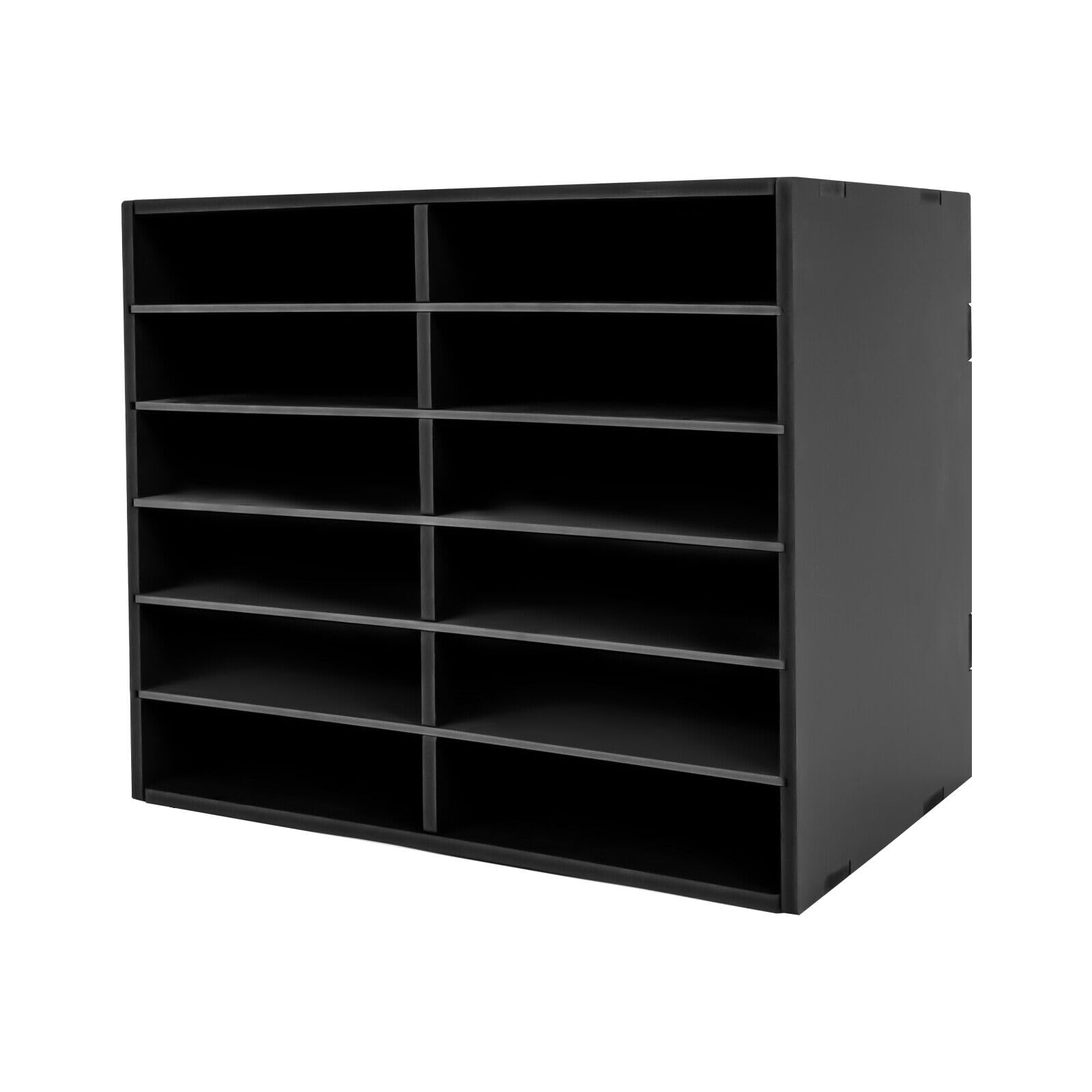 MhdunueSK Mail Sorter Desktop, Black Mailbox for Classroom, 12 Compartments Literature Organizer, Desktop File Sorter, Paper Organizer for Home School