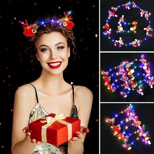 9 Stück Weihnachts Haarschmuck, Weihnachten Rentierohren Stirnband...