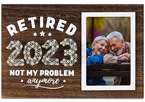 Innobeta Funny Retirement Gifts For Women, Men, Boss, Colleagues, Friends - Retired 2023, Not My Problem Anymore - Wood Picture Frame, 4"X6" Photo, Wall & Tabletop #TOP6