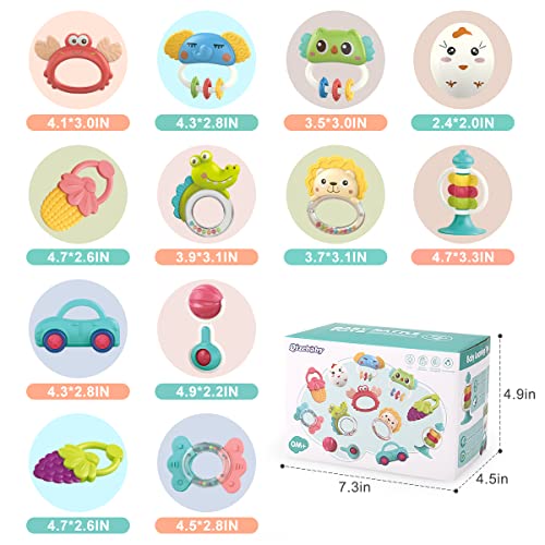 Qizebaby Baby Toys 6 To 12 Months, 12Pcs Rattle Baby Teething Toys, Shaker Grab And Spin Rattles Toy, Music Learning Toys For 0 1 2 3 4 5 6 7 8 9 10 11 12 Month Newborn Baby Infant Toddlers Boys Girls #TOP5