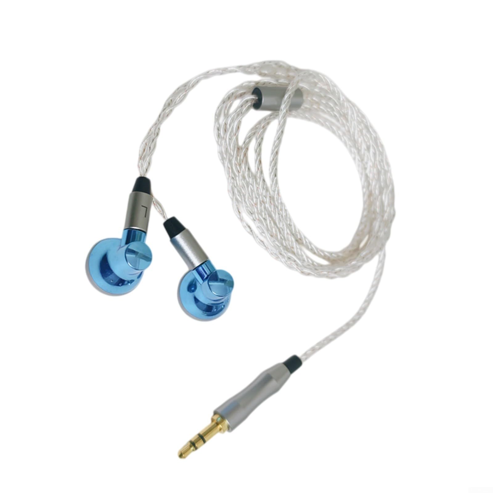 Auriculares Hifi de cabeza plana con cable con controlador de 14,2 mm y cable chapado en plata Mmcx, construcción cómoda de aleación de aluminio para música, para podcasts y uso de sueño