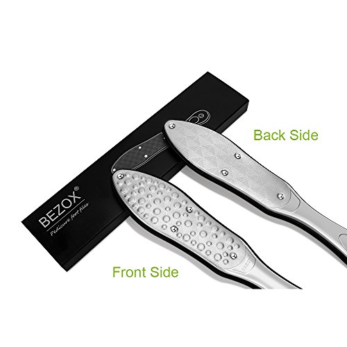Bezox Professional Foot File Callus Remover, Double Sided Pedicure Rasp For Cracked Heel And Dead Foot Skin - Heavy Duty Surgical Grade Stainless Steel - W/Cloth Storage Bag & Gift Box #TOP6