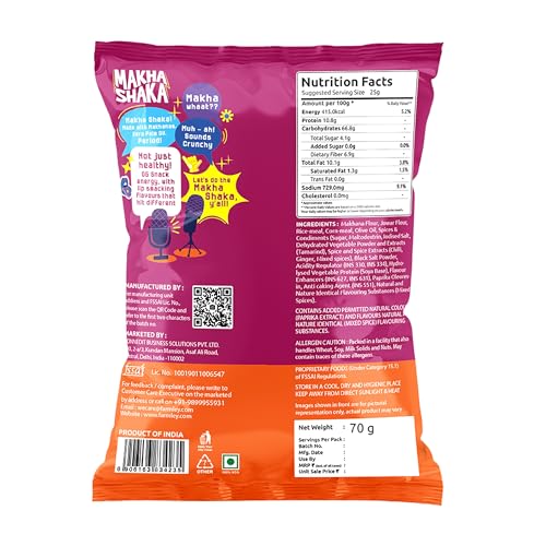 Image of Makha Shaka Stix Farmley Pillow Pouch I Healthy Snacks | Namkeen Snacks I Puffed Snacks | Roasted in Olive Oi (70g, Imli Waves)