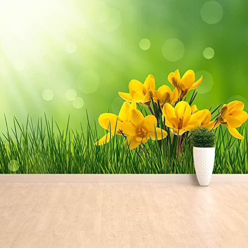 Crocus verts papier peint moderne Tulup pour créer une ambiance nature dans votre salon - 5