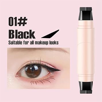 2PCS Gel Eyeliner Stamp Set,2025 New Foldable Eyeliner Stamp Pencil,Double-Ended,Waterproof, Smudge-Proof Winged Tool for Beginners (Black+Brown)