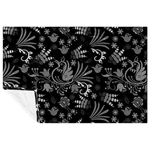 Couverture noire chaude de qualité supérieure motif oiseaux - 2