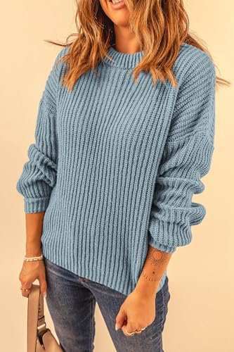 PRETTYGARDEN Fall Sweaters for Women 2025 Fashion Long Sleeve Casual Ribbed Knit Winter Clothes Pullover Jumper Tops