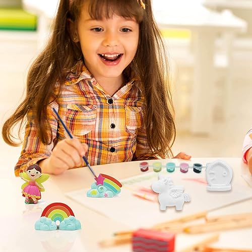Funto Paint Your Own Unicorn Painting Kit, 13 Pcs Arts And Crafts Set For Kids, Steam Projects Creative Activity Diy Toys Gift For Boys & Girls Age 3+, With 6 Figurines, 6 Paint Pots, 1 Brush #TOP6