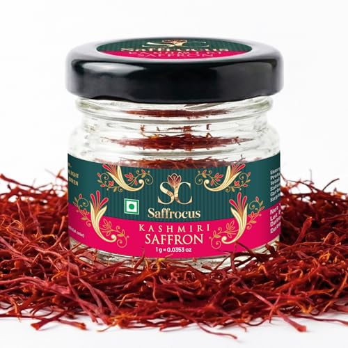 SAFFROCUS 1 Gram Premium Kesar Saffron Original - Pure Kashmiri Mongra Kesar | Organic Saffron For Cooking, Milk, & Pooja | Kashmiri Kesar A+ Grade (1 Gm)