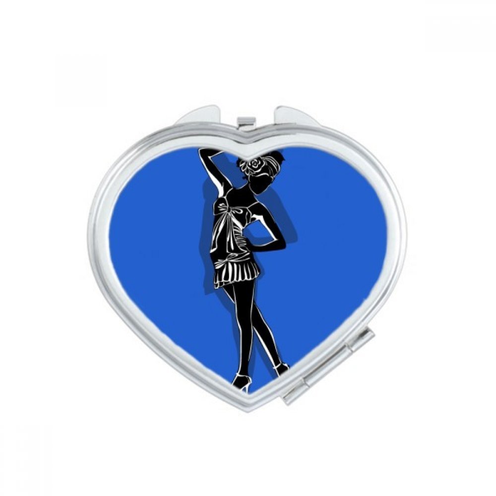 Miroir compact en forme de cœur Bleu Plump pour maquillage portable et retouches de voyage