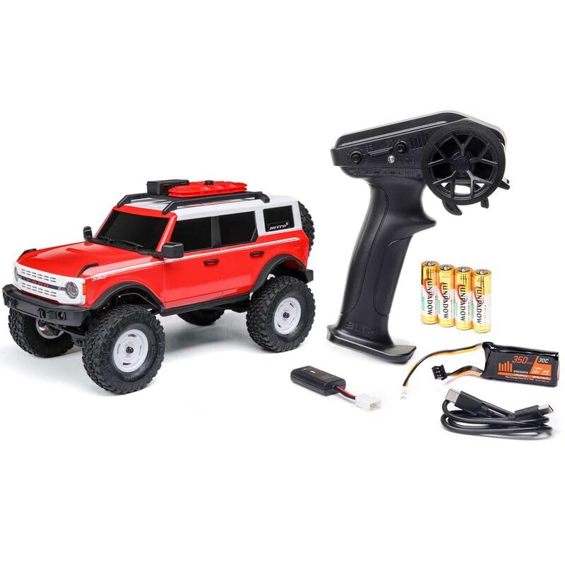 Axial 1/24 SCX24 F Bronco 4X4 RTR Brushed Rock Crawler (batería y cargador incluidos)   Coche de control remoto, coches RC, RC Rock Crawler 4WD RTR escala 1/24 para adultos (rojo (AXI00006V2T6))