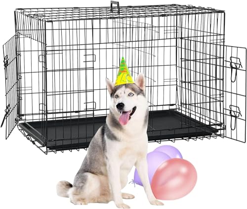 Large 48-Inch Metal Wire Dog Crate - Double-Door...
