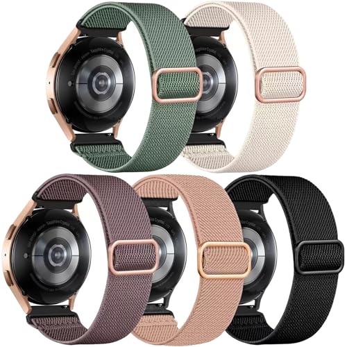 Hgsxst 5 Pack Elastic Straps Compatible with Samsung Galaxy Watch 7 6 5 4 40/44mm Strap/Galaxy Watch 6 4 Strap 42/46mm 43/47mm/Active 2 20mm Stretchy Elastic Sport Band for Women Men