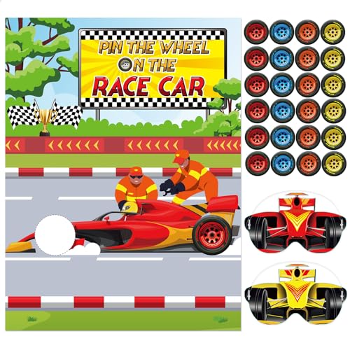 Faccito Pin The Wheels on The Car Games Racing Car Party Games Include Large...